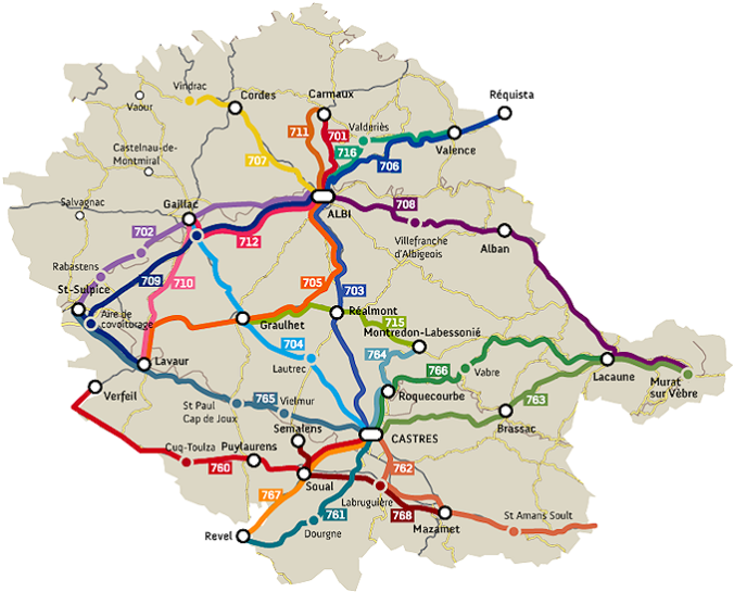 plan du réseau Tarn Bus Albi transports en commun